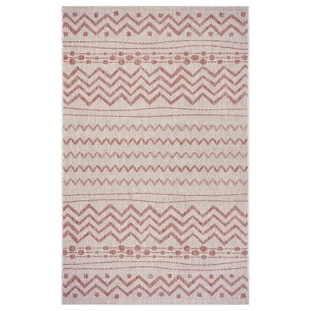 Palacedesigns 5 x 8 ft. Beige & Red Zigzag Indoor & Outdoor Area Rug PA3670015